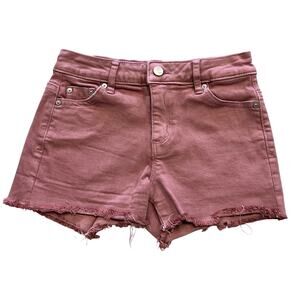 Tractr Girls Brittany Fray Hem Cut Off Denim Maroon Shorts Size 8